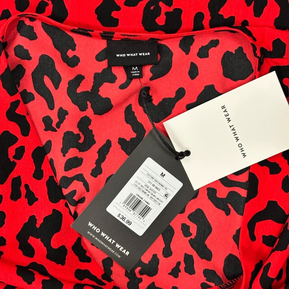 Who What Wear Cheetah Dress Women's Size M Electric Animal Print Flutter Sleeve - Picture 11 of 12